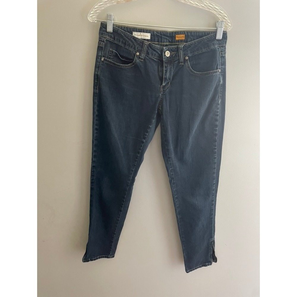 Pilcro and the Letterpress No 28 Low Rise Straight Leg Jeans Dark Wash Ankle Zip